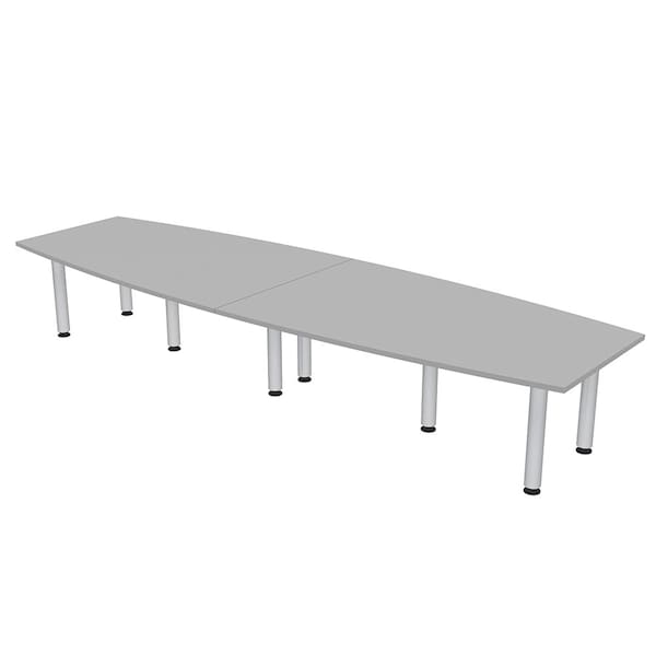 45 in W, 144 in L, 29 in H, Engineered Wood Top, Grey
